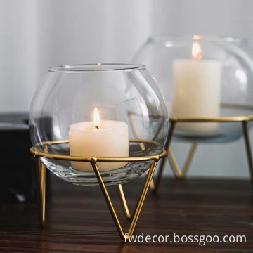 round glass candle holder